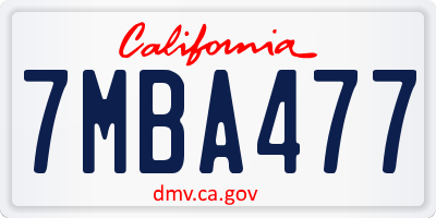 CA license plate 7MBA477