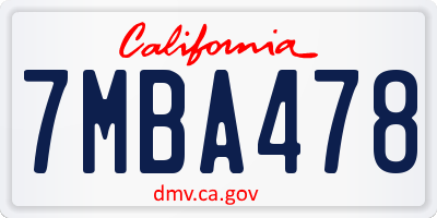 CA license plate 7MBA478