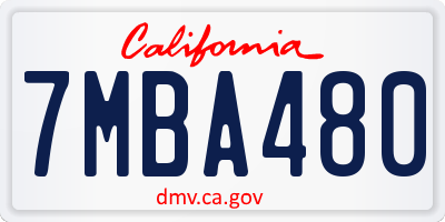 CA license plate 7MBA480