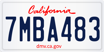CA license plate 7MBA483