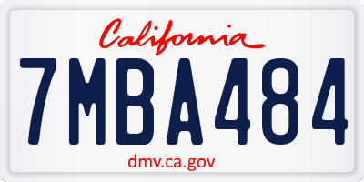 CA license plate 7MBA484