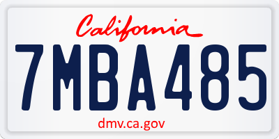CA license plate 7MBA485
