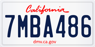 CA license plate 7MBA486
