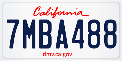 CA license plate 7MBA488