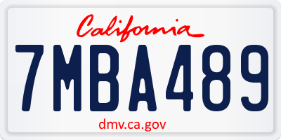 CA license plate 7MBA489