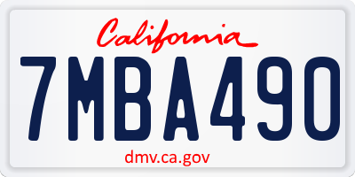 CA license plate 7MBA490