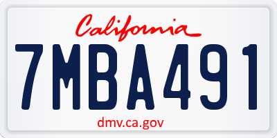 CA license plate 7MBA491