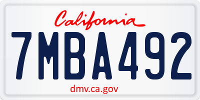 CA license plate 7MBA492