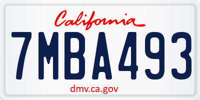CA license plate 7MBA493
