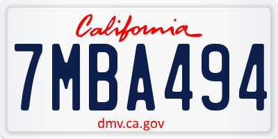 CA license plate 7MBA494