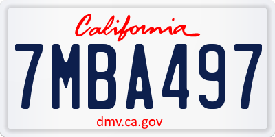 CA license plate 7MBA497