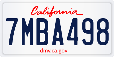 CA license plate 7MBA498