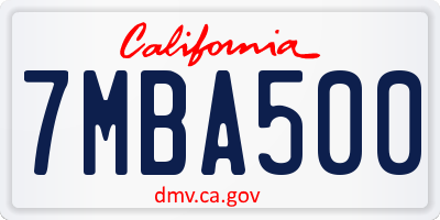 CA license plate 7MBA500