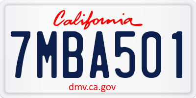 CA license plate 7MBA501