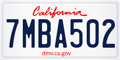 CA license plate 7MBA502