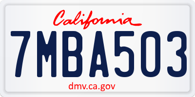CA license plate 7MBA503