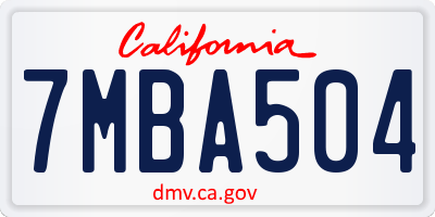 CA license plate 7MBA504