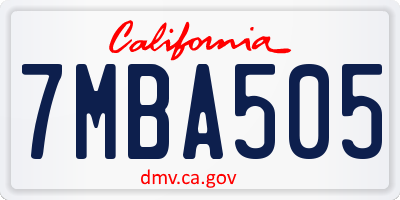 CA license plate 7MBA505