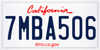 CA license plate 7MBA506