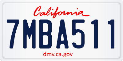 CA license plate 7MBA511