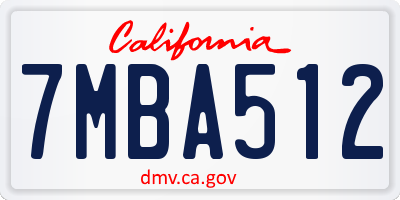 CA license plate 7MBA512