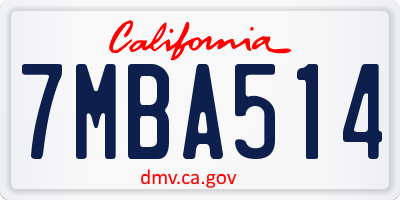 CA license plate 7MBA514