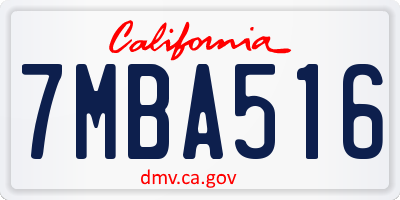 CA license plate 7MBA516