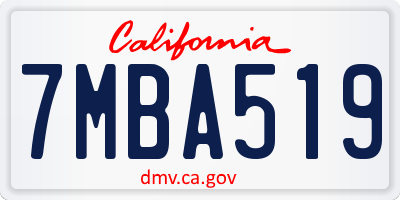 CA license plate 7MBA519