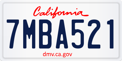 CA license plate 7MBA521