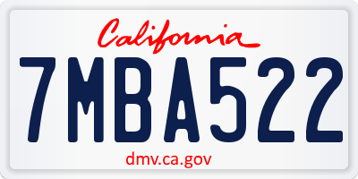CA license plate 7MBA522