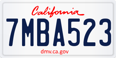 CA license plate 7MBA523
