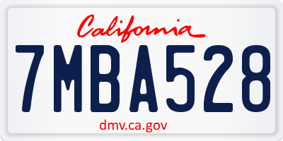 CA license plate 7MBA528