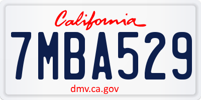 CA license plate 7MBA529