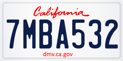 CA license plate 7MBA532