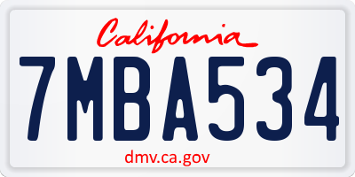 CA license plate 7MBA534
