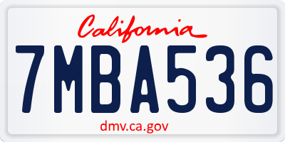 CA license plate 7MBA536