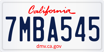 CA license plate 7MBA545