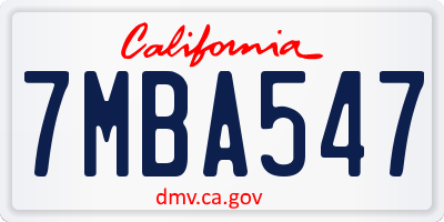 CA license plate 7MBA547