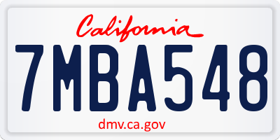 CA license plate 7MBA548