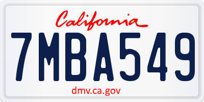 CA license plate 7MBA549