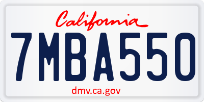 CA license plate 7MBA550