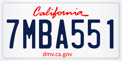 CA license plate 7MBA551