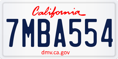CA license plate 7MBA554