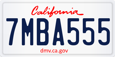 CA license plate 7MBA555