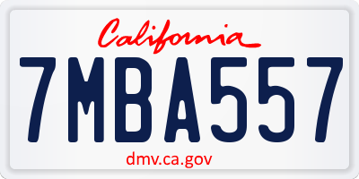 CA license plate 7MBA557