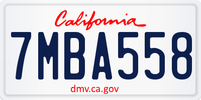 CA license plate 7MBA558