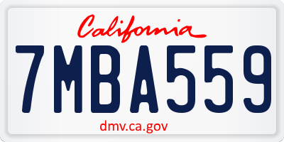 CA license plate 7MBA559