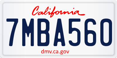 CA license plate 7MBA560