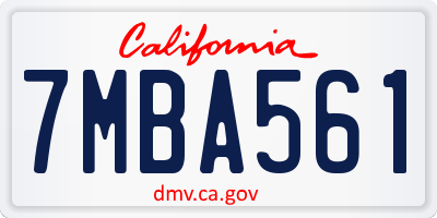 CA license plate 7MBA561