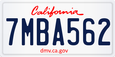 CA license plate 7MBA562